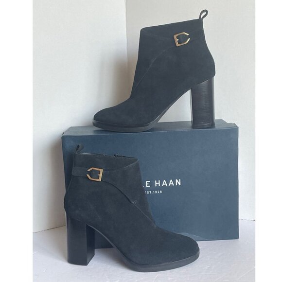 Cole Haan Harrington Ankle Boots 8.5 Black Suede - Picture 2 of 10